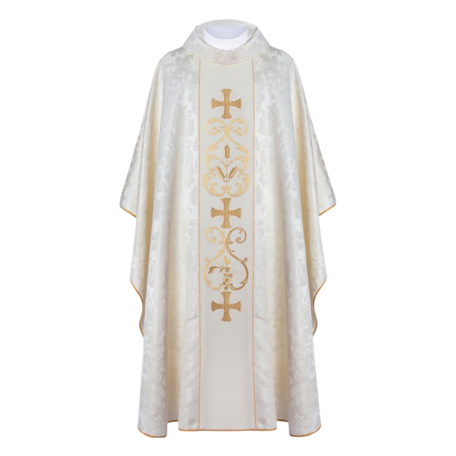 kor 148 bijela Liturgijska misnica Haftina KOR/148 od žakardnog materijala sa zlatovezom i zlatnim obrubom. BIJELA