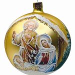 Staklena božićna kugla Sveta Obitelj zlatna15499