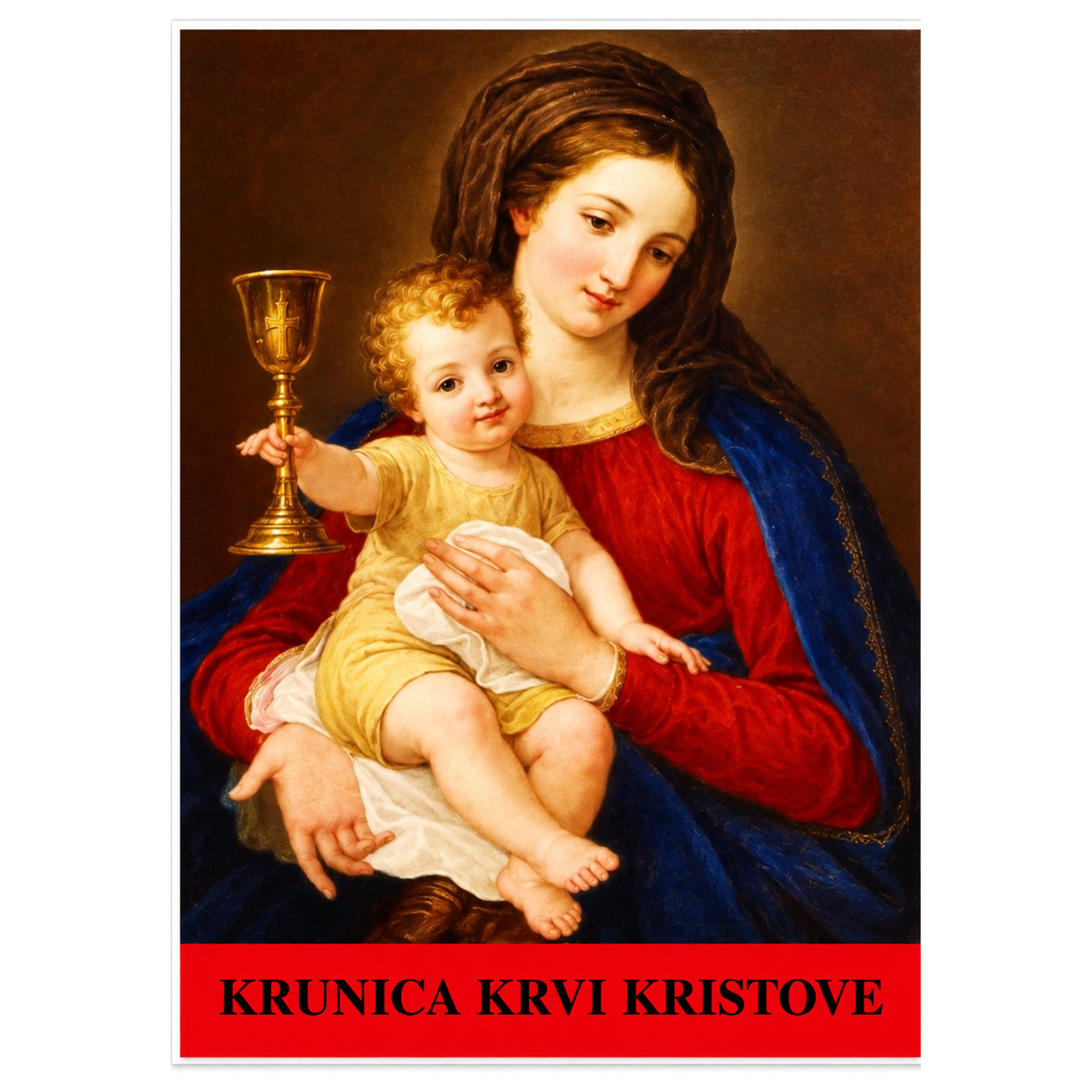 KRVI KRISTOVE SLIKA Krunica Krvi Kristove s 6 × 5 zrnaca i priloženim molitvama za pobožnost Predragocjenoj Krvi Kristovoj.