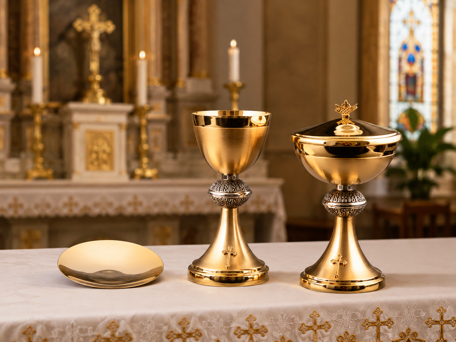 Zlatne liturgijske posude na oltaru
